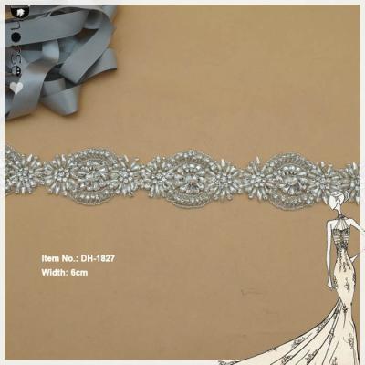 China Flatback Sale By The Yard Diamond Beaded Rhinestone Trimmings For Bridal Wedding Dresses Sashes DH1827 for sale