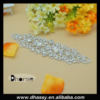 China Bling Flatback Bling Rhinestone Embellishment For Wedding Dress, Sew On Sash Crystal Applique for sale