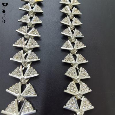 China High Quality Flatback Alloy Silver Bling Decorative Rhinestone Crystal Trim Chain Trimming for sale