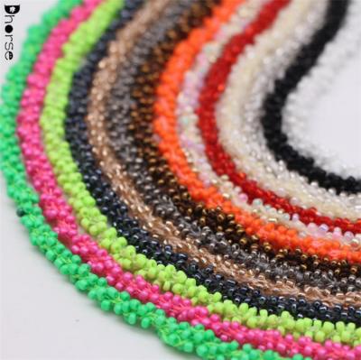 China Viable Wholesale Cheap Colorful 0.5cm Seed Beads Beaded Trim By The Yard For Curtains for sale