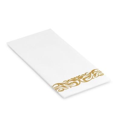 China Printed Formal Birthday And Hand Towels Gold Design Linen-Feel Decorative Disposable Guest Napkins Dinner Napkins For Table for sale