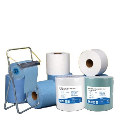 China Viable Dust Free Industrial Dust Collection Paper Wipes Paper Oil And Water Absorbent Nonwoven Fabric Blue And White Rolls Large for sale