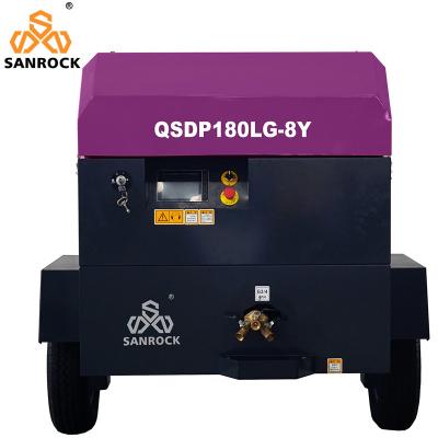 China Water Well Drilling and Mining Portable Diesel Screw Air Compressor with 2 Wheels for sale