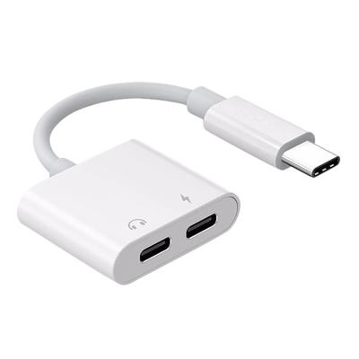 China USB C camera to aux adapter. 3.5mm Earphone Jack 2 In 1 For Type C Mobile Phone , Type C To 3.5 Earphone Splitter With Charging And Call for sale