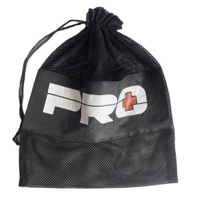 China Fabric Packing Wholesale Black Nylon Drawstring Mesh Bag With Custom Logo for sale