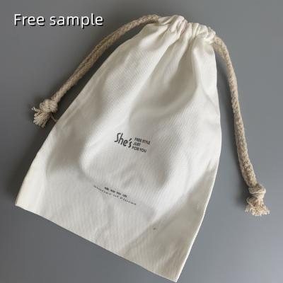 China Recyclable Wholesale Organic Cotton Makeup Bag White Drawstring Cosmetic Pouch Packaging Canvas With Logo for sale