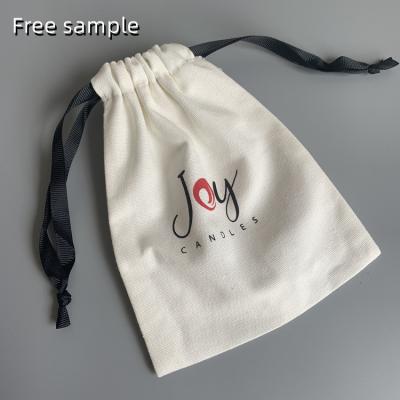 China Recyclable Wholesale White Cotton Canvas Dust Bags Drawstring Bag With Logo for sale