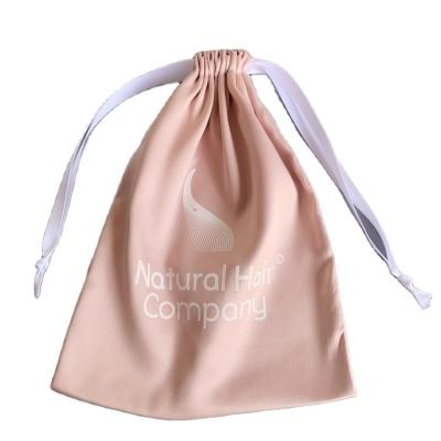 China Hair Packing Custom Satin Hair Silk Bag Pink With Logo Silk Packaging Bag For Hair Extensions for sale