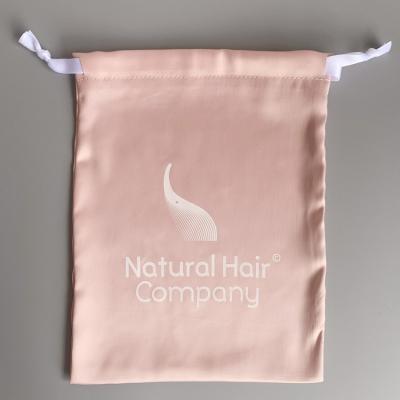 China Custom Soft /reusable Satin Hair Bag With Logo Gift Silk Bag Hair Packaging Wig Storage Bag for sale