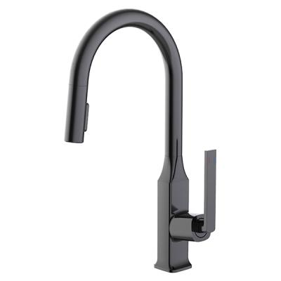 China Kamon Contemporary Hot Cold Deck Mounted Brass Single Hole Polished Gun Gray Copper Pull Down Kitchen Faucet for sale