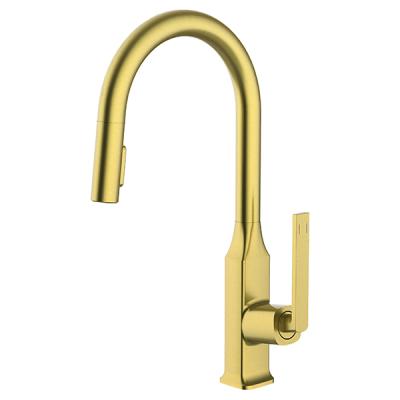 China Kamon Contemporary High Quality Square Hot Cold Deck Mounted Polish Brass Single Hole Kitchen Faucet for sale