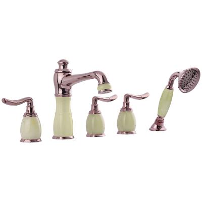 China Kamon Jade Series Hot Slide Bar and Marble Deck-Mounted Cold Water Mixer Tub Shower Faucets Lead Free for sale