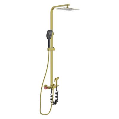 China With Sliding Bar Modern Kamon High Recommend Thermostatic Anti-scald Brass Waterfall Mixer Shower Sets for sale