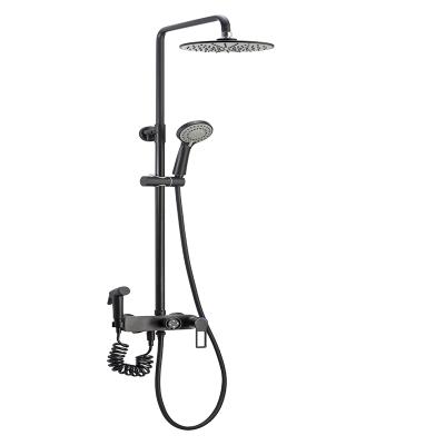 China With Sliding Bar Exposed China Gold Rain Mixer Shower Set for sale