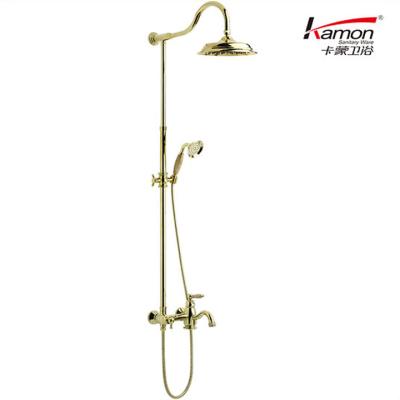 China With Brass Slide Bar PVC Gold Wall-mount Rain Shower Set for sale