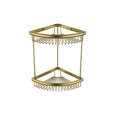 China High Quality Brass European Bathroom Accessories Kamon Style Double Tier Basket Shelf Wall Mounted Type for sale