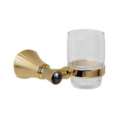 China Contemporary High Quality Luxury European Brass Tumbler 24K Kamon Bathroom Cystal Holder for sale