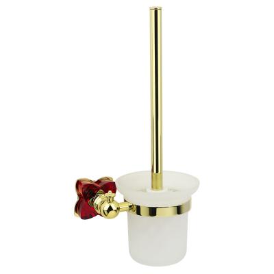 China Kamon Eco-Friendly High Quality Brass European Bathroom Cystal Toilet Brush and Multi Holder Set for sale