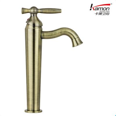 China Antique Brass Metered Faucets Bathroom Faucet In Golden for sale