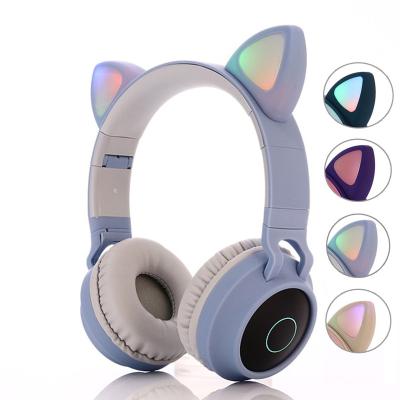 China In-Ear Cat Ear Wireless BT Headset Colorful LED Lights Earphone BT028 for sale