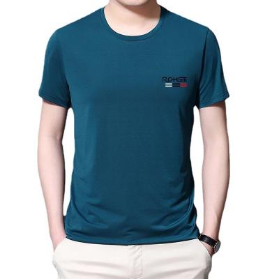 China Anti-Wrinkle Round Neck Fashionable Men's Ice Screen Eye Quick Dry Shirt Short Sleeve T-Shirt for sale