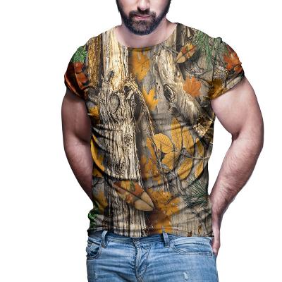 China Anti-Wrinkle Quick Dry Copy Simulated 3D Leaf Camouflage Personality Men's T-shirt for sale