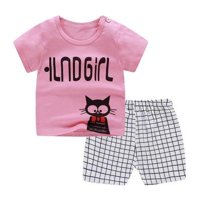 China New Summer Two Piece Children's Short Sleeve T-Shirt Set For Boys And Girls Baby Short Sleeve Set Pure Cotton Children'S Wear for sale