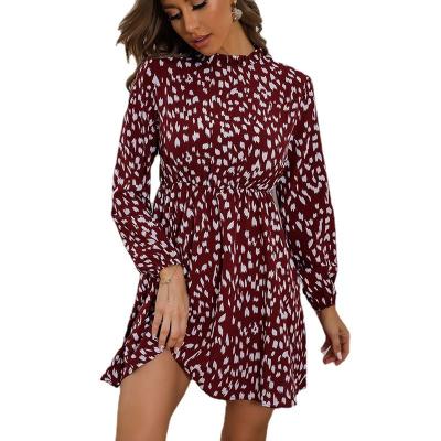 China 2022 New Anti-wrinkle Early Autumn Print Long Sleeve Dress Women for sale