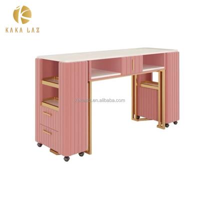 China Portable Modern Pink Pedicure Table Manicure Table Portable Nail Manicure Table for sale