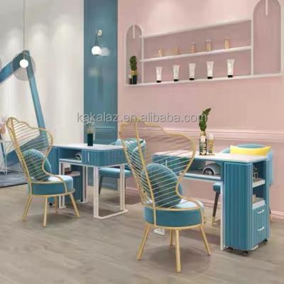 China Modern Spa Furniture Manicure Nail Table Table Nails Blue Nail Salon Furniture Nail Manicure Table for sale