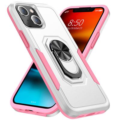 China Hybrid Shockproof Combo Shockproof Phone Back Cover With Magnetic Finger Ring Car Mount Kickstand Case For iPhone 13 Pro Case Military for sale