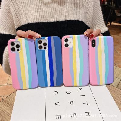 China Hot Selling Shockproof Anti-drop Silicone Protective Shell Case Rainbow Mobile Case For iPhone 12 Soft Silicon Phone Cover For iPhone Cases for sale