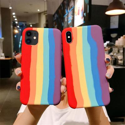 China Cell Phone Accessories Shockproof Soft Silicone Cover Case For iPhone Xr Mobile House, Silicone Rainbow Stripe Case For iPhone Xr for sale