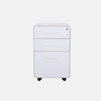 China Cheap Furniture 3 Drawer Desk Furninture Office Metal Storage Filler Cabinet Round Corner Movable Metal Pedestal for sale