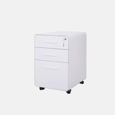 China 2020 New Design Modern Round Steel Metal Mobile Filing Cabinet Edge 3 Drawers Under Desk For Filing Storage for sale