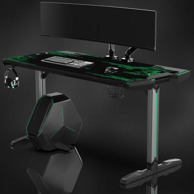 China 2020 Durable Galaxy I Design Latest LED Lighting Large MDF Carbon Fiber Texture Gaming Table PC Computer Gaming Desk for sale