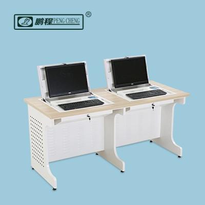 China Educational Flip Up Computer Desk Furniture 2 Person Flip-Up Computer Desk For Classroom Solution for sale