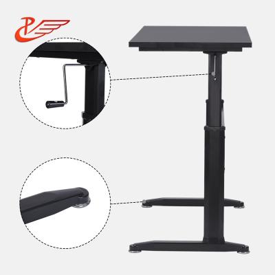 China Manual Height Adjustable SGS Approved Black Cheap Height Adjustable Sit Stand Up Desk for sale