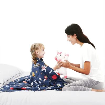 China Anti-Static Custom Autism Anxiety printed glass beads Weighted Blanket For Adults and Kids Children for sale