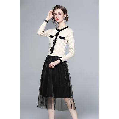 China 2021 Women's Breathable Casual Dress Dress Chiffon Mesh Skirt High Waist A Line Pleated Skirt Abstracted Dress for sale