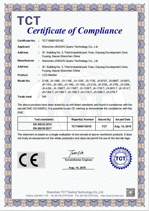 CE - Shenzhen Jingxin Quartz Technology Co., Ltd.