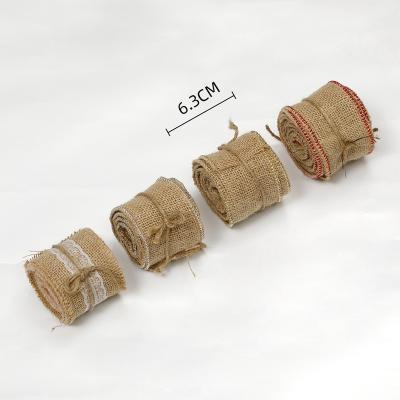 China Chirstmas Decor 63mm New Product Burlap Ribbon For Rustic Farmhouse Decoration Ornaments BurlapRibbon With Farmhouse Theme for sale