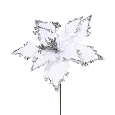 China Newest Style Glitter Flower White Artificial Glittering Flower Christmas for sale