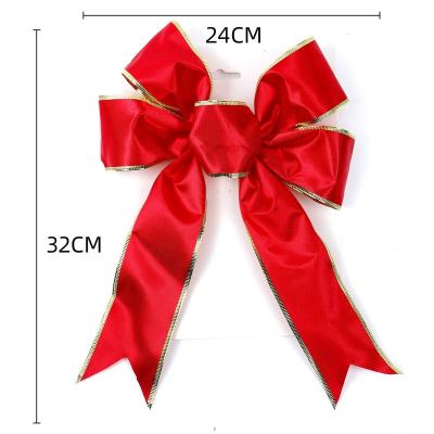 China Christmas Day Decoratiom 24*32cm Red Satin Bow Satin Fabrics Christmas Bow Party Decoration Supplies for sale