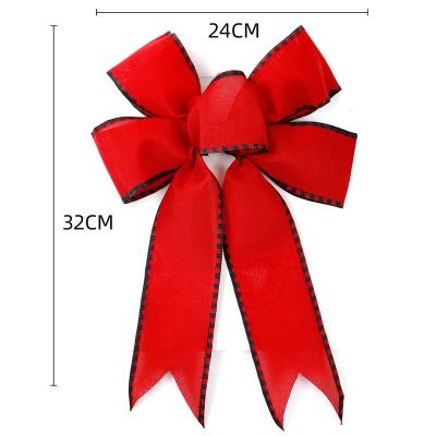 China Christmas Day Decoratiom 24*32cm Red Satin Bow Christmas Bow For Winter Xmas Party Decoration Supplies for sale