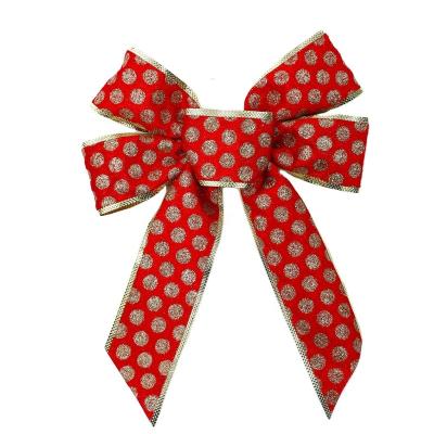 China Christmas Day Decoratiom 24*32cm Bow Glitter Christmas Bow New Year Red Bronzing Decorative Bows For DIY Gift for sale