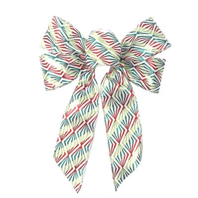 China Christmas Bow Ornament 24*32cm Printing Bow Ornament 24*32cm Red Print Christmas Bow Ribbon Bow For Garland Wreath Gift Wrap for sale