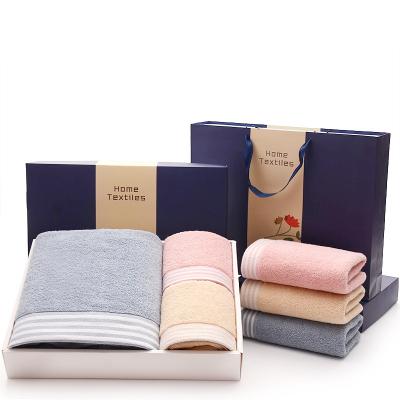 China Customized Towel Child Safe 100% Cotton Wedding Gift Set Face Hand Bath Towels With Gift Box for sale