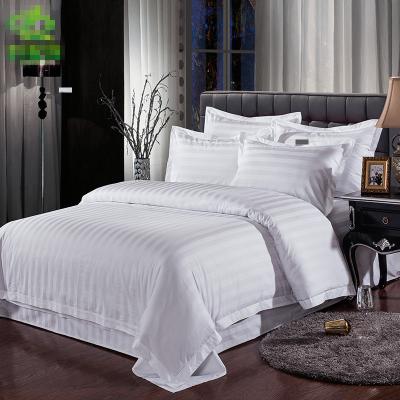 China Nondisposable high quality cotton white stripe bedding set luxury duvet cover hotel bed cover set for sale