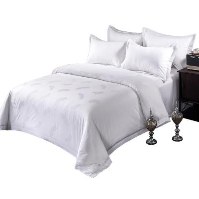 China Nondisposable Five Star Hotel Bed Cover Set Feather Jacquard Bedding Sets Luxury White Bed Sheets Duvet Cover Wholesale for sale